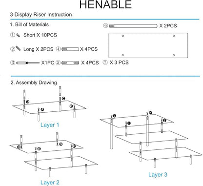 HENABLE 2PCS Acrylic Display Risers, 3 Tier Clear Cupcake Stand Risers - Image 5