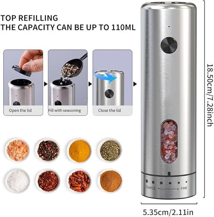 Upgraded Larger 110ml CapacityElectric Salt & Pepper Grinder Set of 2 - Image 2