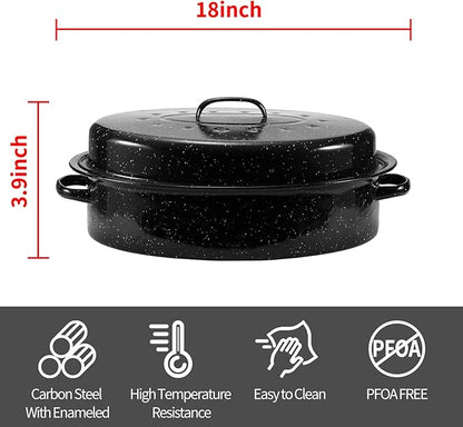 Granite Roasting Pan, 18” Enameled Roasting Pan - Image 2