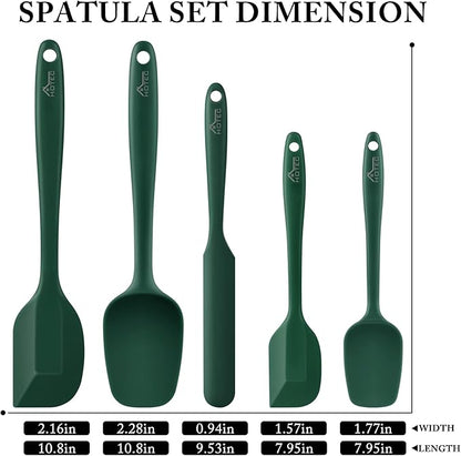 HOTEC 600℉ Heat Resistant BPA-Free Silicone Rubber Spatula Set, Kitchen Cooking - Image 2