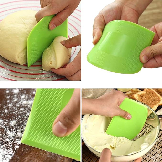 2 Pieces Dough Scraper Bowl Scraper Food-safe Plastic Dough Cutter Flexible - Image 7