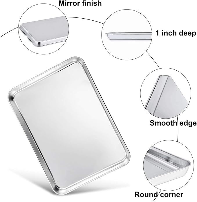 TeamFar Baking Sheet, Stainless Steel Baking Pan Cookie Sheet, Healthy & Non - Image 7