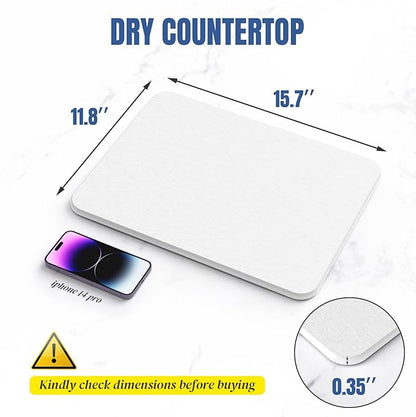 Quick Dry Stone Drying Mat for Kitchen Counter, Water-Absorbent Diatomaceous - Image 4