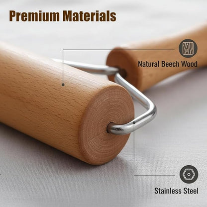 Small Rolling Pin, Pizza Dough Roller, Non Stick Wood Pastry Roller, Kitchen - Image 5
