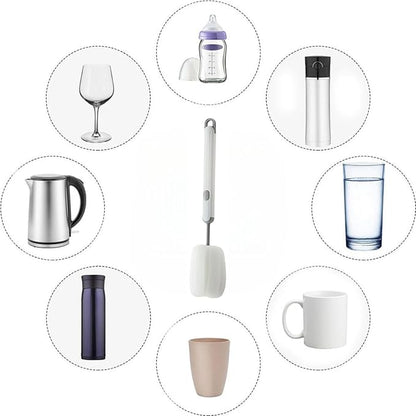 Bottle Brush Long Handle Cup Cleaner Brush Sponge Bottle Scrubber Detachable - Image 7