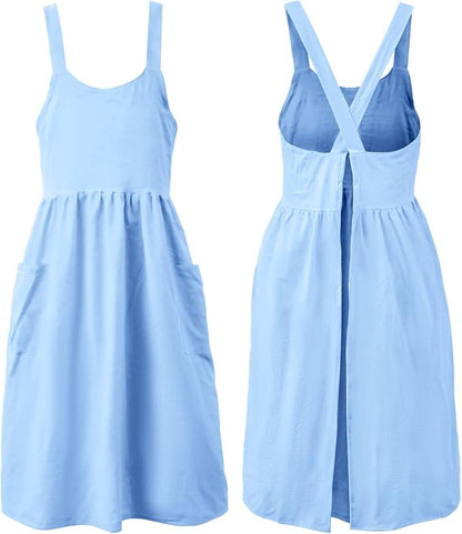 Uaussi Cotton Linen Apron Cross Back Work Apron by Uaussi