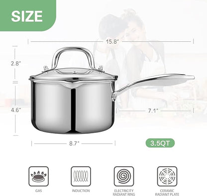 Tri-Ply Stainless Steel Sauce Pan - Image 3