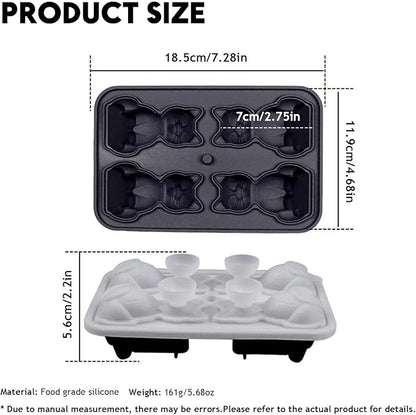 4 Cavities 3D Cat Ice Cube Molds, Cute Cat Shape Ice Mold, Large Ice Cube Tray - Image 2