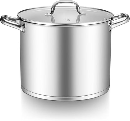 TeamFar Stainless Steel Stock Pot, 14QT Tri-ply Bottom Stockpot Large Cooking by TeamFar
