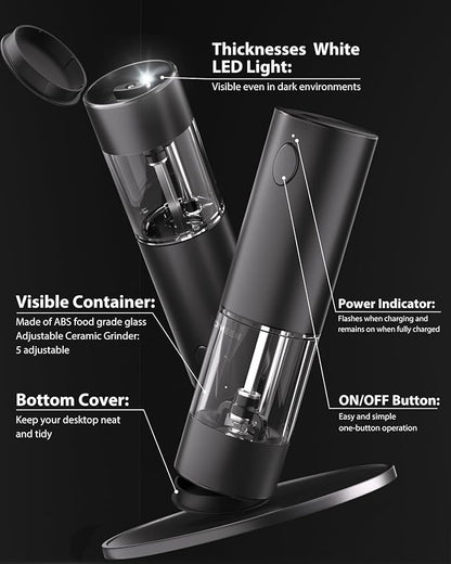 TOMEEM Upgraded Larger Capacity Electric Salt and Pepper Grinder Set - Image 7