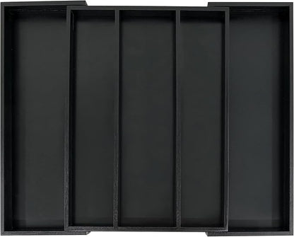 Utoplike Bamboo Drawer Organizer Kitchen Utensils, Adjustable Black Silverware by Utoplike