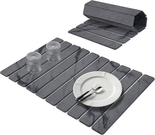 Large Stone Dish Drying Mats for Kitchen Counter, Quick Dry Collapsible Dish by Lprmnnc