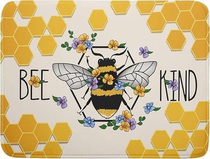 Giwawa Bee Kind Dish Drying Mat, Summer Bees Flowers Dish Drainer Mats by Giwawa
