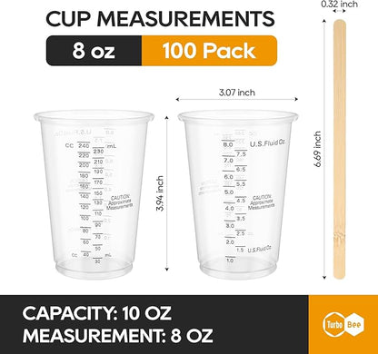 Turbo Bee Plastic Measuring Cups 8OZ, 100 PACK Disposable Mixing Cups - Image 3