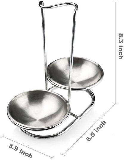 304 Stainless Steel Double Ladles Holder Vertical Spoon Rest Cooking Utensils - Image 4