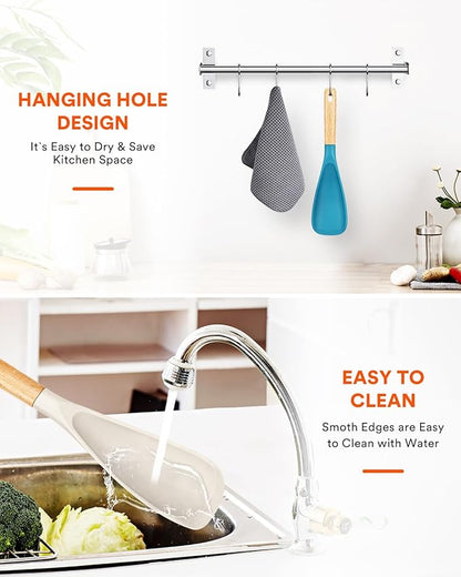 Cooking Spoon for Nonstick Cookwares, Wood Handle Spoon for Mixing, and Scrape - Image 7