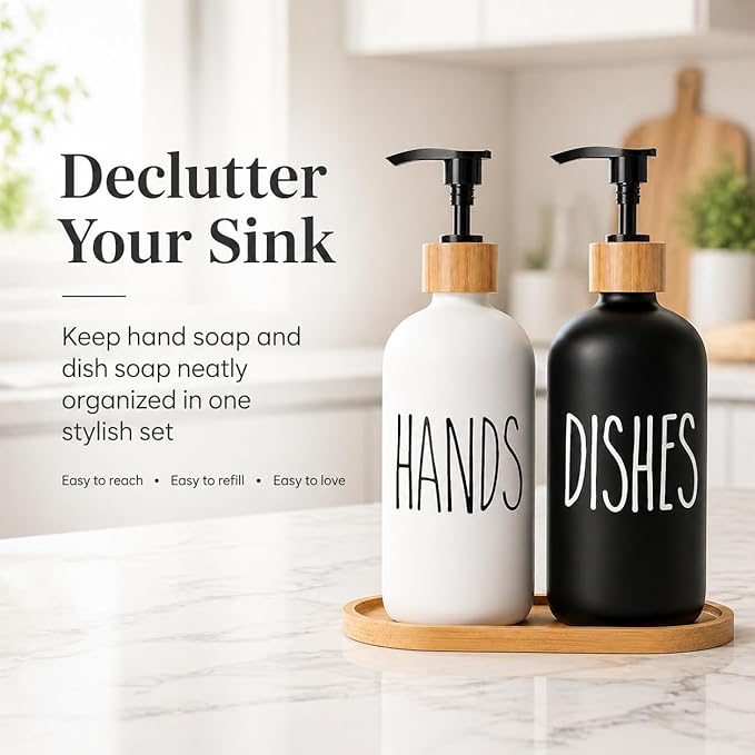 Dish Soap Dispenser for Kitchen Sink.Glass Hand Soap Dispenser, Modern - Image 3