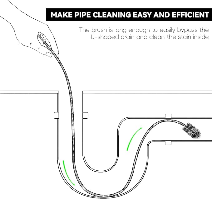 Flexible Drain Brush, 66 Inch Long Double Ended Hose Pipe Cleaners and 58 Inch - Image 8