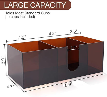 Acrylic Coffee Cup Holder for Countertop, 3 Slots Acrylic Coffee Bar - Image 2