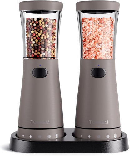 Electric Salt and Pepper Grinder Set by Tomeem