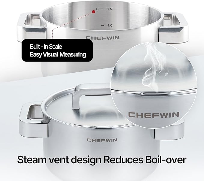 316 Stainless Steel 1.9 Quart Durable Sauce Pot - Image 7