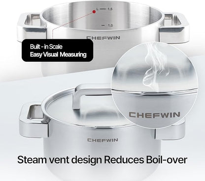 316 Stainless Steel 1.9 Quart Durable Sauce Pot - Image 7