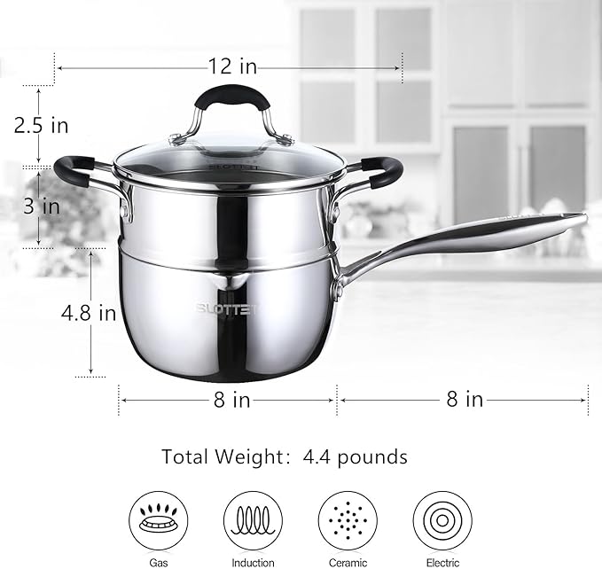SLOTTET 3.5 Quart Stainless Steel Saucepan - Image 6
