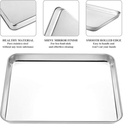 Baking Sheet with Cooling Rack Set, Deedro Stainless Steel Cookie Half Sheets - Image 3
