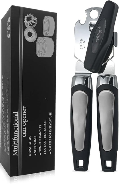 Safring Can Opener Manual, Handheld Strong Heavy Duty Stainless Steel Can Opener by Safring