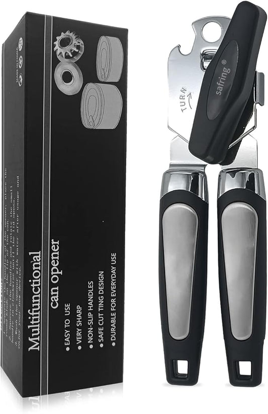 Safring Can Opener Manual, Handheld Strong Heavy Duty Stainless Steel Can Opener by Safring