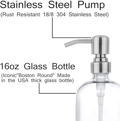 2 Pack Thick Clear Glass Pint Jar Soap Dispenser - Image 3