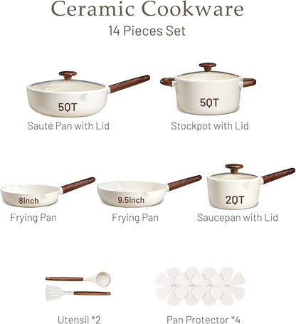CAROTE Ceramic Cookware Sets, Pots and Pans Set Non stick, Non Toxic Healthy - Image 3