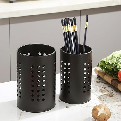 Evanda Kitchen Utensils Holder for Countertop Pack of 2, Stainless Steel Black - Image 8