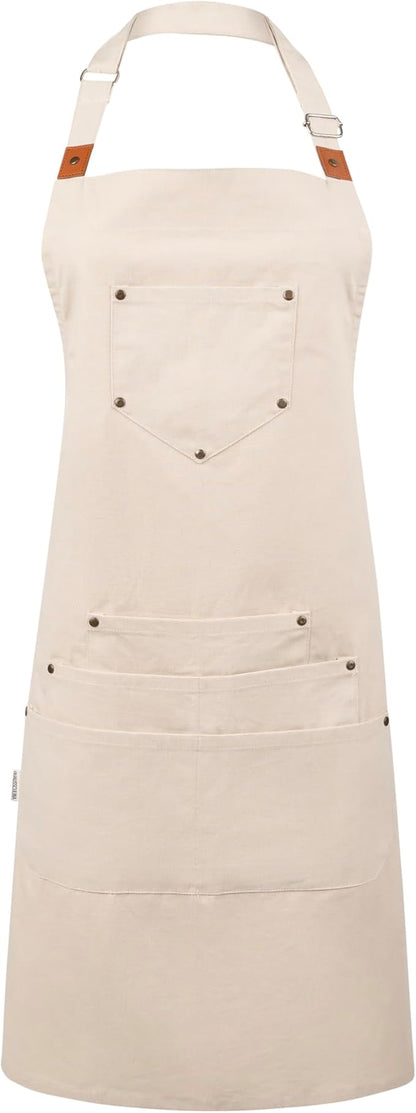 Cotton Canvas Apron for Women & Men – Adjustable Neck Strap & Waist Ties - Image 6