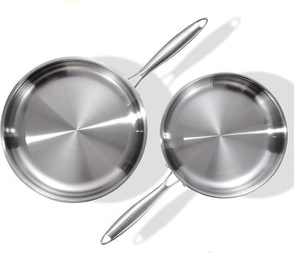 DELARLO Tri-Ply Stainless Steel Pan, 18/10 Frying Pan, Oven Safe Up to 600°F by DELARLOCOOKWARE