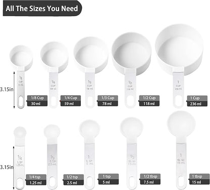 Measuring Cups and Spoons Set of Huygens Kitchen Gadgets 10 Pieces, Stackable - Image 2