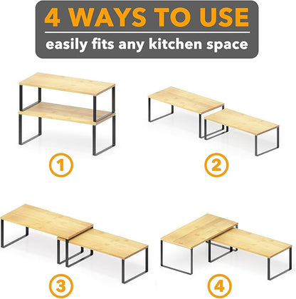 SpaceAid Cabinet Shelf Organizers 8 Pack, Kitchen Counter Rack Shelves Riser - Image 6