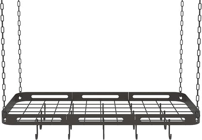 33” Pots and Pans Hanging Rack, Heavy-duty Metal Square Kitchen Ceiling Pot Rack - Image 8