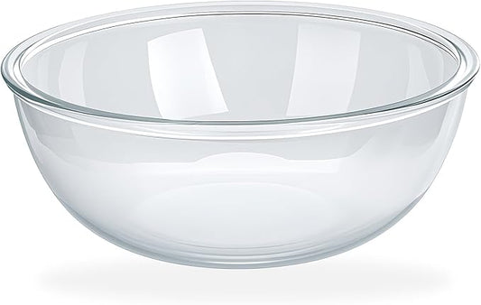 6.3 Qt Large Glass Mixing Bowl, 12.3" Clear Glass Salad Cooking Bowls by MUUBOOX