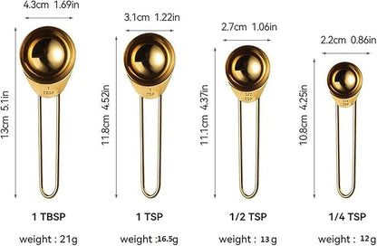 4PCS Gold Stainless Steel Measuring Spoon Set Durable - Image 4