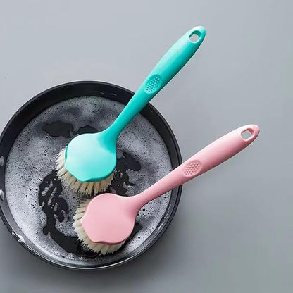 2 Pack Kitchen Dish Brush with Handle – Long Handle Scrubber with Tough Bristles - Image 3