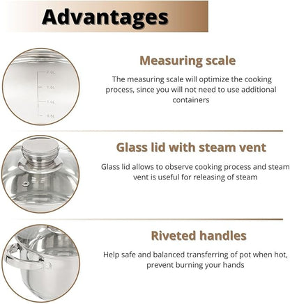 Daniks Standard 7 Quart Stainless Steel Stock Pot - Image 4