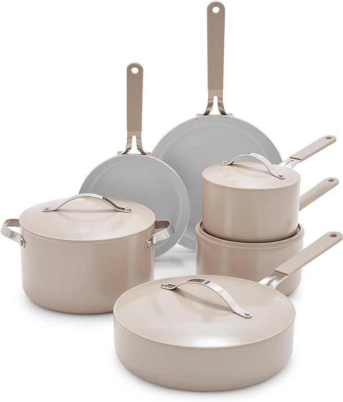 GreenLife 10-Piece Nonstick Ceramic Cookware Set, Lightweight Healthy PFAS-Free by GreenLife