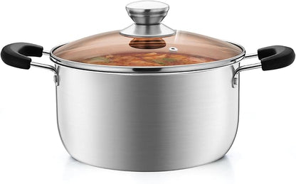 P&P CHEF 4 Qt Stockpot with Lid, Stainless Steel Cooking Stock Pot by PPCHEF