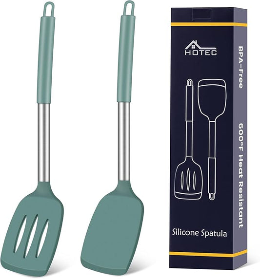 HOTEC Silicone Spatula Set of 2 Heat-Resistant 600F & BPA-Free Kitchen Spatula by Hotec