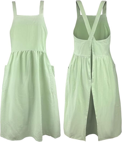 Uaussi Cotton Linen Apron Cross Back Work Apron by Uaussi