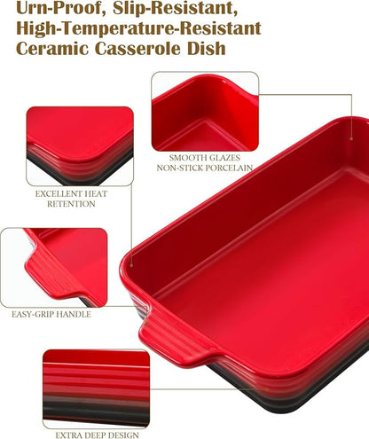 Casserole Dishes For Oven, Heat-Resistant Ceramic Bakeware Set Of 4 Rectangular - Image 3
