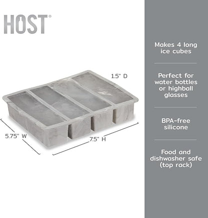 Host Ice Cube Tray, Makes Four 5-Inch Long Cubes, Durable Silicone Trays - Image 3