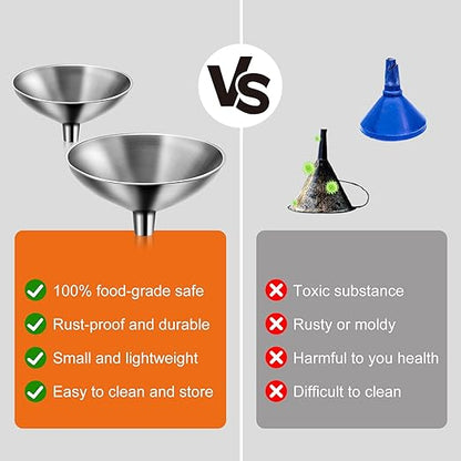 Serinar 2 Piece Small Stainless Steel Filling Mini Funnel, Flask Funnel - Image 6