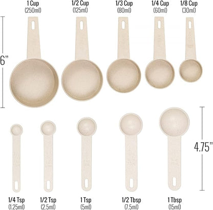 Beille Cream Wheat Straw Measuring Cups Spoons Set Cooking Baking Tools 10pc - Image 3